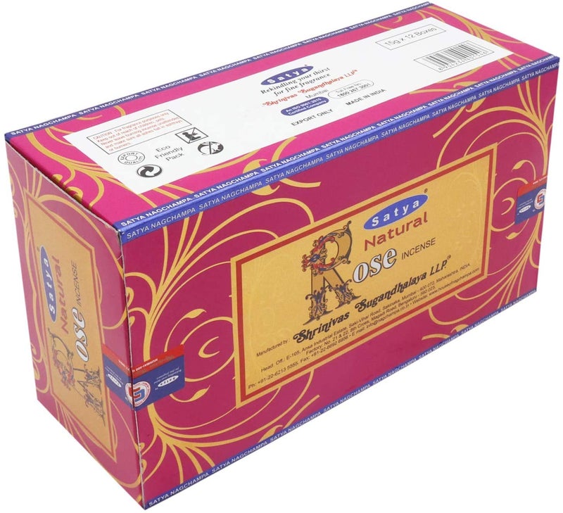 Taschen Satya "Nag Champa" Rose Natural Incense Sticks, 15 g 15 g/Pack, 12 Packs/Box Price is for The Box - Image 2
